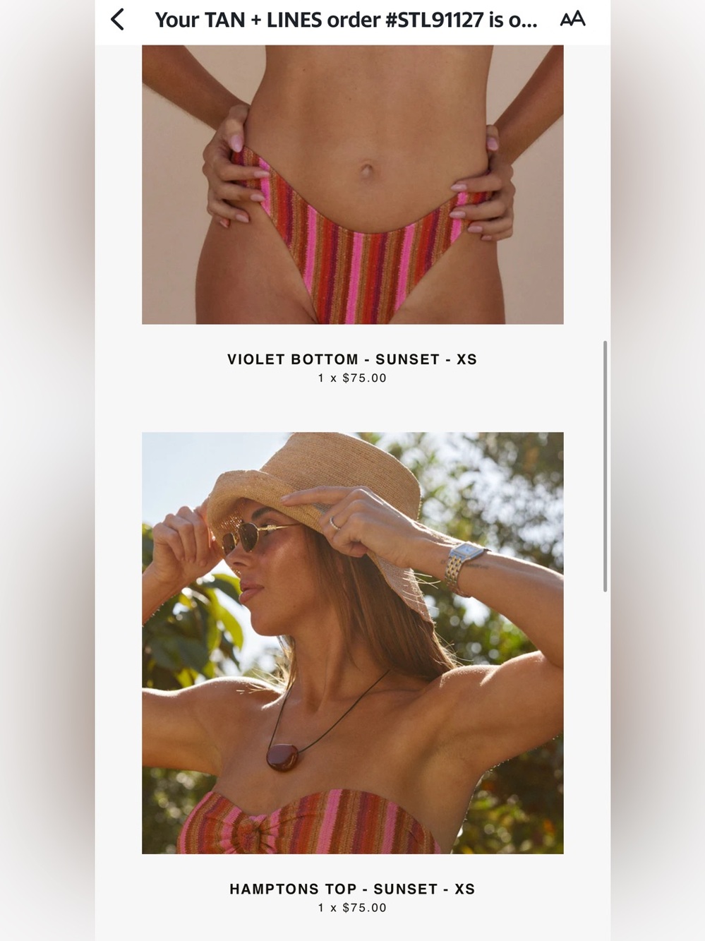 TAN lines by Sivan Ayla- Hamptons Strapless Swim Top — Sunset Stripe
